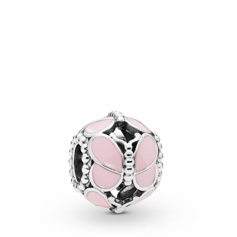 Pandora Pink Butterflies Charm Ireland - Sterling Silver/Enamel/Pink - 348629BIT